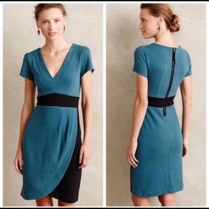 Anthroplogie Maeve Splitshade Tulip Hem Dress Teal